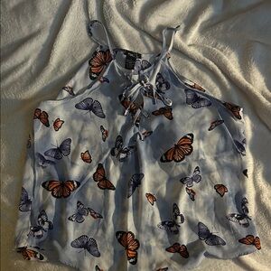 Rue21 Blue and Orange Butterfly Camisole